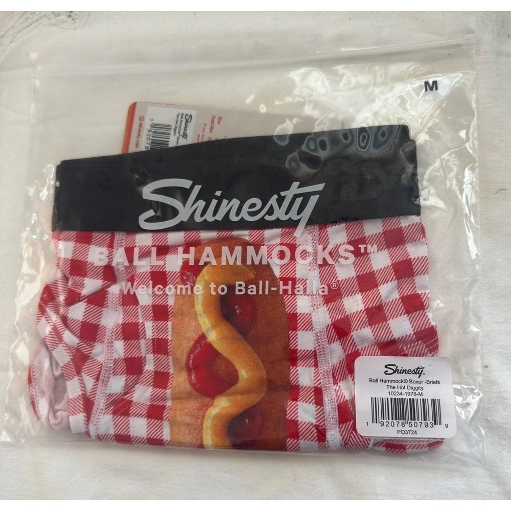Shinesty Mens The Hot Diggity Ball Hammock Boxer Briefs Red Gingham Corndog M - Picture 6 of 6